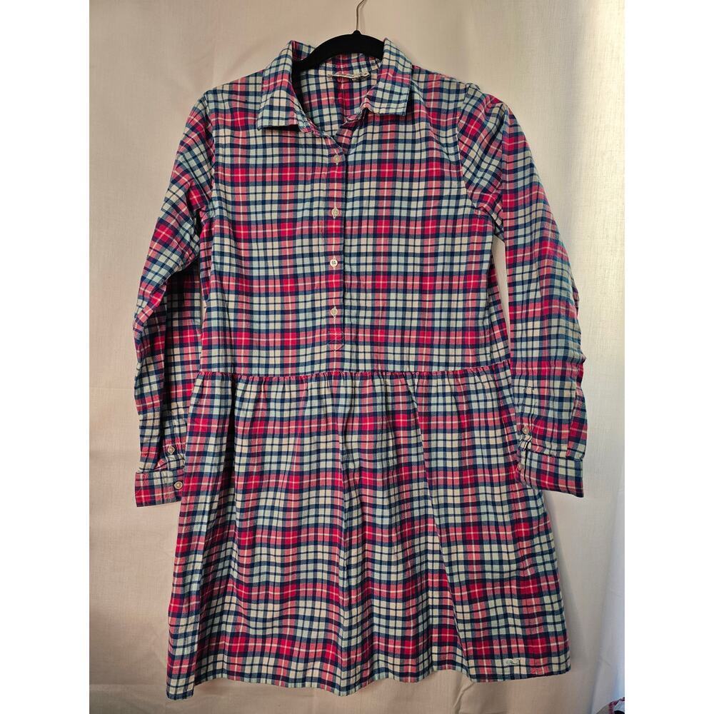 Vineyard Vines girls  flannel plaid dress Pink Blue size 16